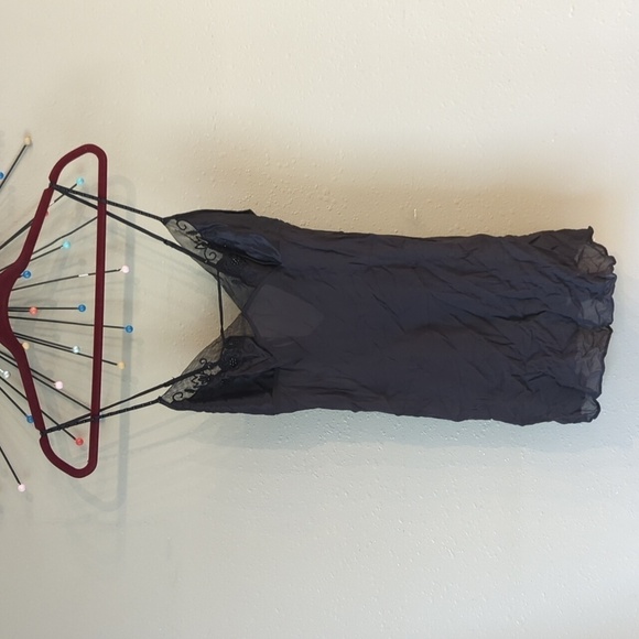 Y2K Victoria's Secret Black Strap Silk Collection Slip Mini Dress Beaded Vtg Y2K - Picture 1 of 11